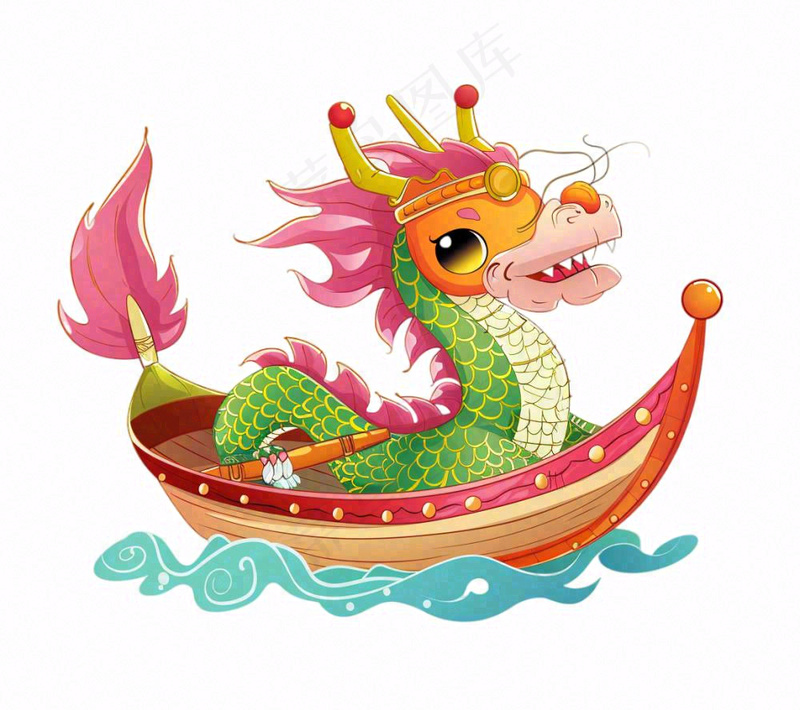 龙舟端午划船创意卡通插画免抠(1152x1024)