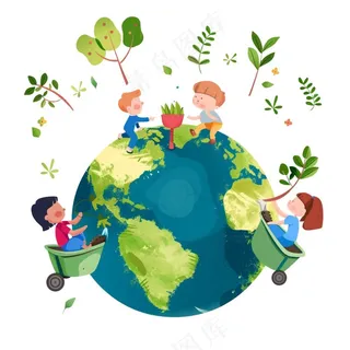 世界地球保护环境绿色卡通插画免抠