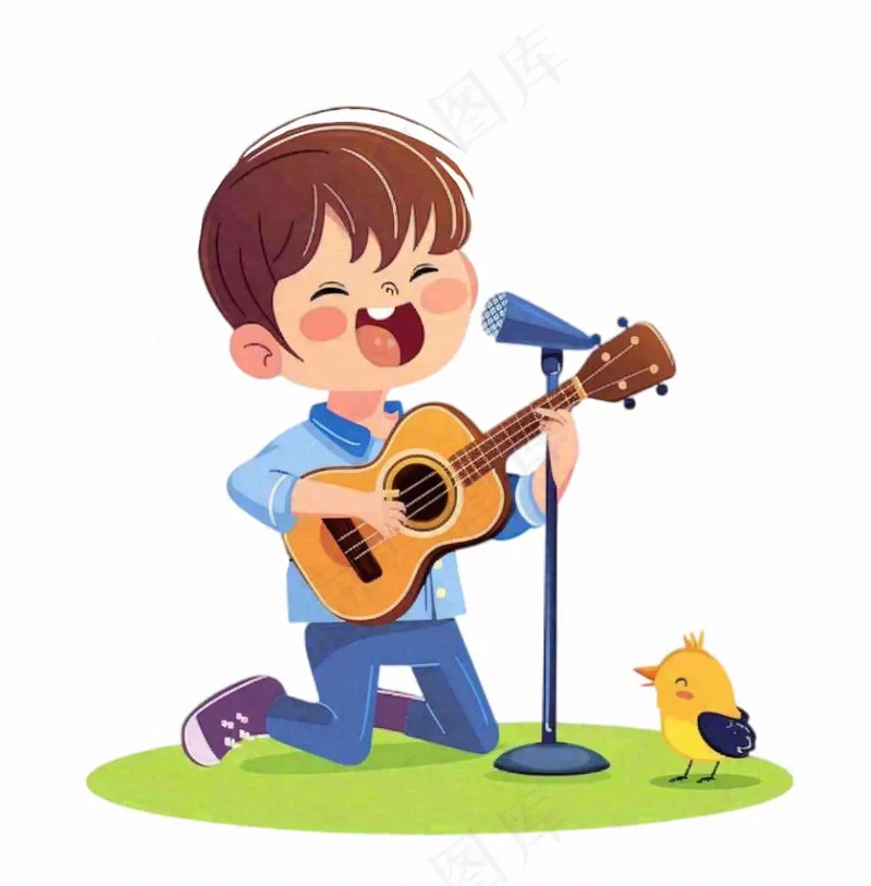 吉他弹唱音乐会歌唱人物卡通插画免抠(1024x1040)