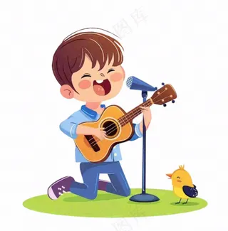吉他弹唱音乐会歌唱人物卡通插画免抠