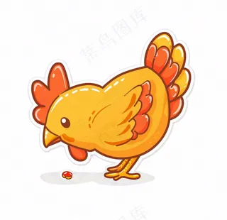 母鸡觅食小鸡牲畜动物卡通插画免抠