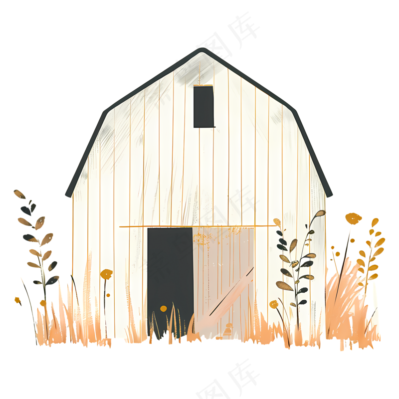 免抠一座白色卡通小屋