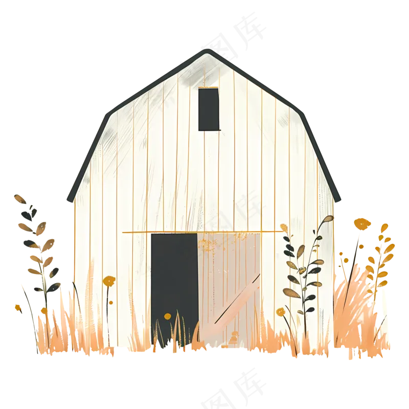 免抠一座白色卡通小屋