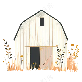 免抠一座白色卡通小屋