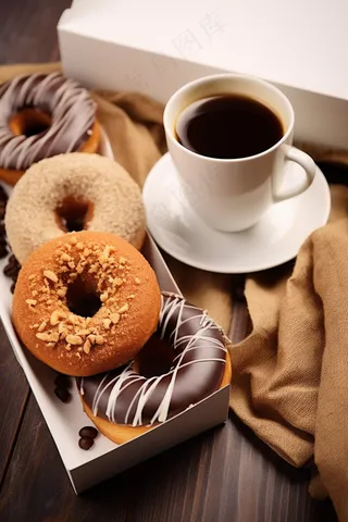 甜甜圈下午茶可口美食甜点摄影图