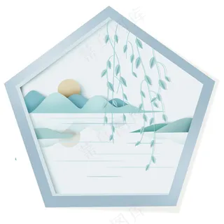 简约窗外风景免扣元素