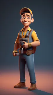 3D卡通人物铁匠男士等距视图C4D1