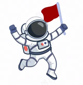 宇航员太空卡通插画免抠