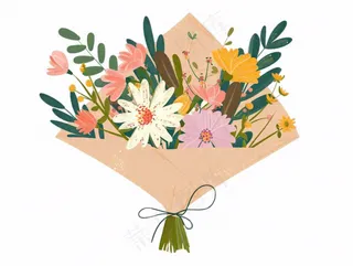 鲜花花朵花束礼物卡通插画免抠