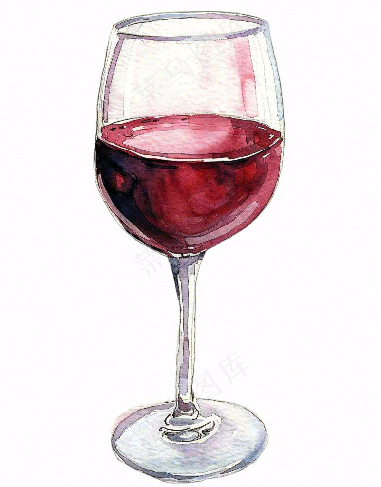 红酒杯高脚杯水彩画插画免抠(976x1248)