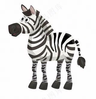 斑马黑白动物卡通插画免抠