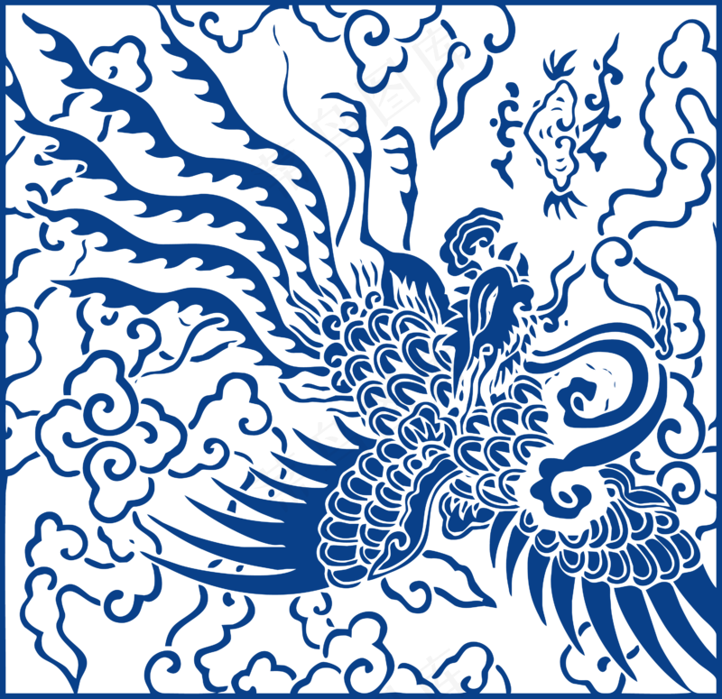 古代青花瓷图案花纹中国风图案祥云纹理传统图腾PNG免扣素材