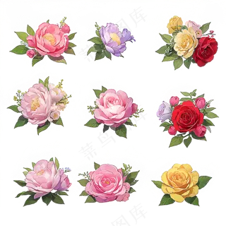红色黄色粉色玫瑰花免抠素材170