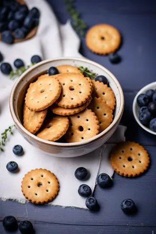 蓝莓饼干小圆饼摄影图