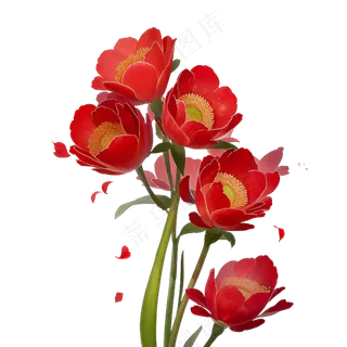 红色海棠花写实手绘练习作品11