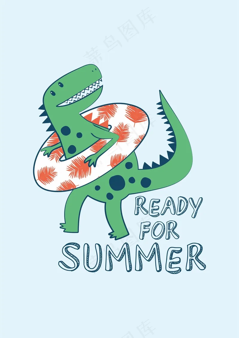 恐龙度假 救身圈游泳cdr矢量模版下载