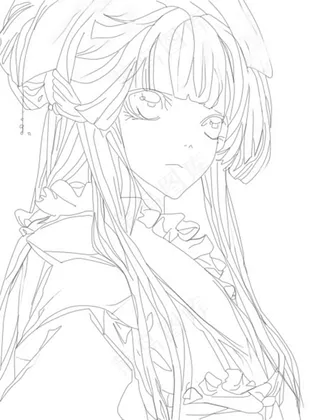 古风线稿丨PPT插画丨手绘线稿丨国风美女019