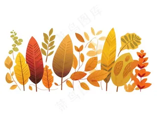 树叶落叶卡通秋天植物草丛立秋节日插画植物叶子手绘插画免抠