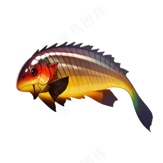 黄色卡通手绘鱼免抠素材13
