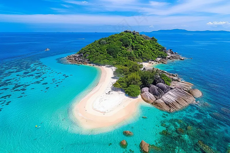 夏日海滩蓝色海洋度假摄影图(4032x2688)