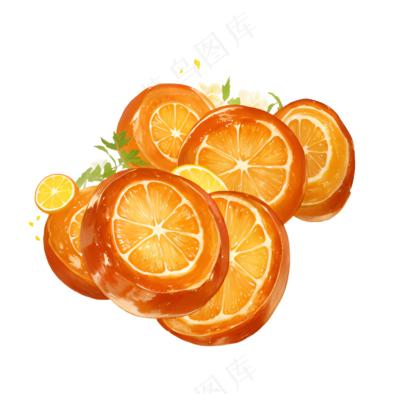 橙色 手绘 橙子 免抠 素材9