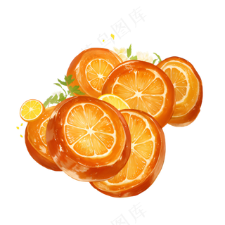 橙色 手绘 橙子 免抠 素材9