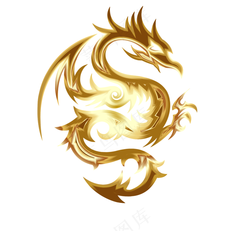 中国风金色龙元素古风水墨龙png免抠透明素材装饰图片PS素材