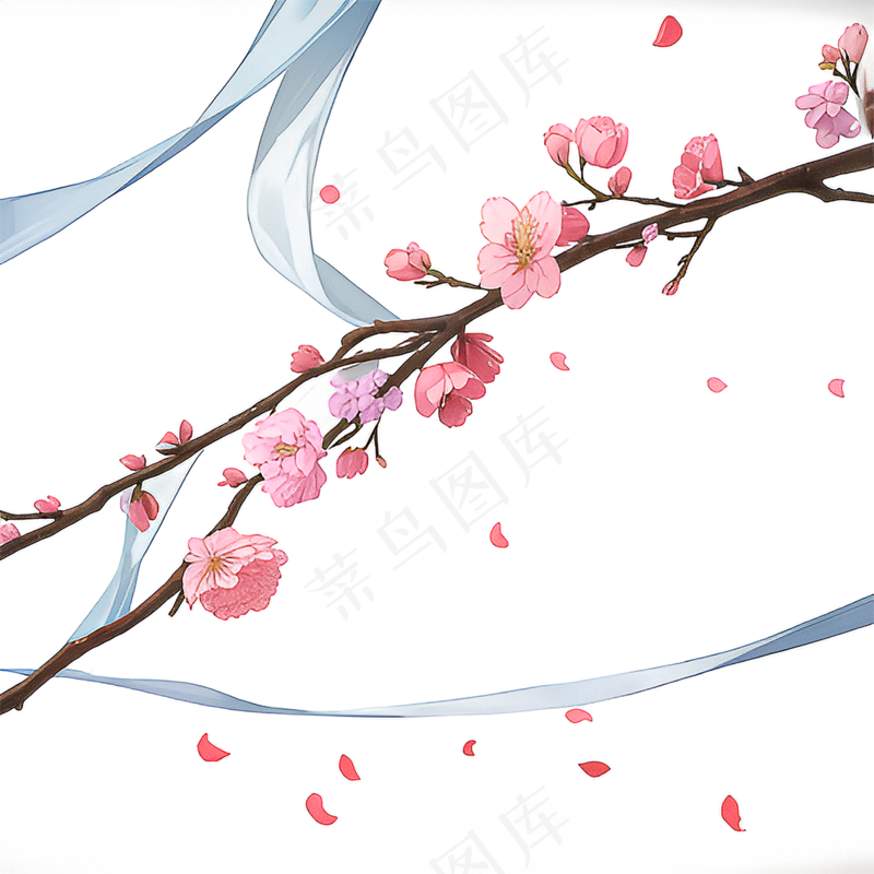 粉色手绘梅花一枝梅素材11
