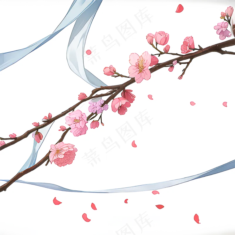 粉色手绘梅花一枝梅素材11