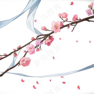 粉色手绘梅花一枝梅素材11