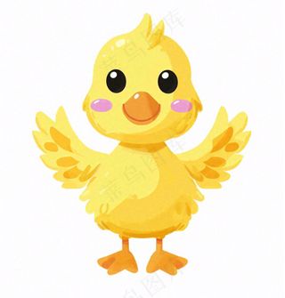 小黄鸭鸭子展翅动物牲畜卡通插画免抠