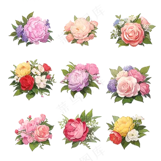 红色黄色粉色玫瑰花免抠素材113