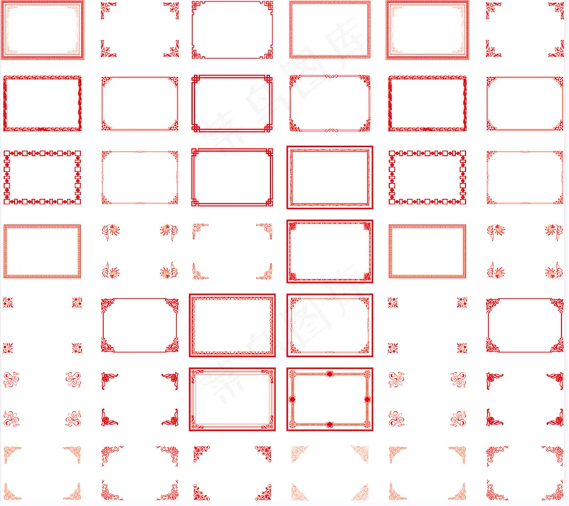红色 花边框cdr矢量模版下载