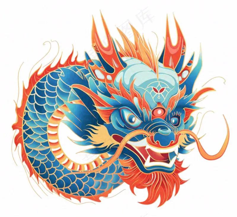 中国龙龙形动物国潮风插画免抠(1120x1024)