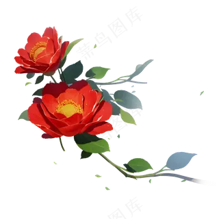 红色 海棠花 手绘 免抠 素材38