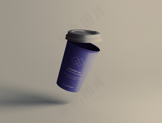 单色背景简约塑料咖啡杯样机32