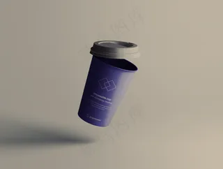 单色背景简约塑料咖啡杯样机32