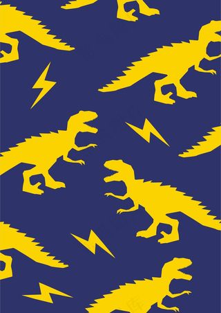 恐龙剪影 黄色闪电