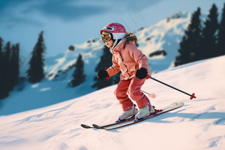 滑雪场滑雪的小孩儿童摄影图