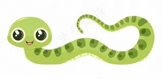 蛇爬行动物十二生肖绿色卡通插画免抠