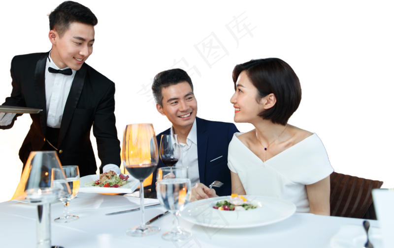 酒店/餐厅服务员招待上菜场景PNG素材