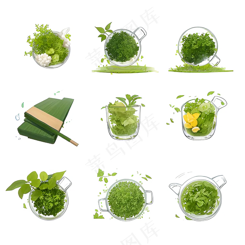 绿色手绘小植物花草系列免抠素材110