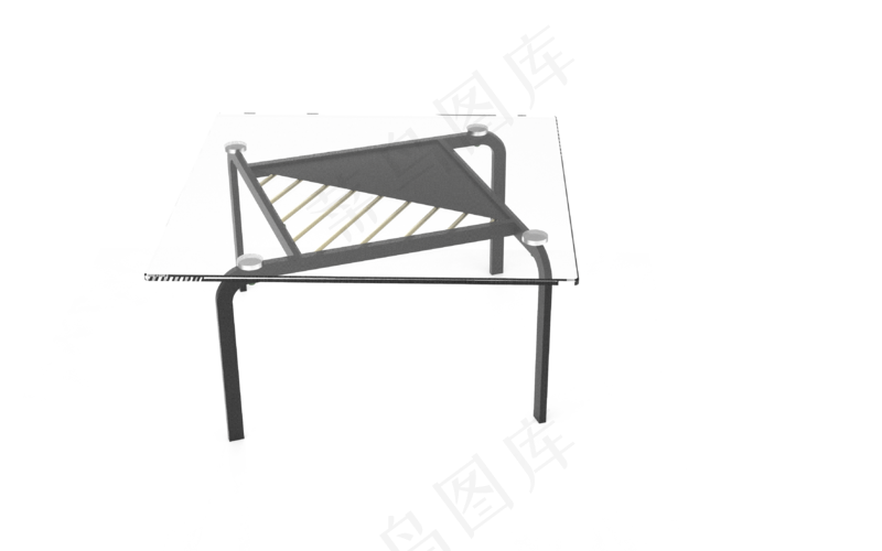 玻璃几何线条铁艺茶几