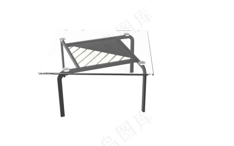 玻璃几何线条铁艺茶几