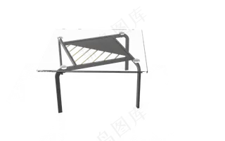 玻璃几何线条铁艺茶几