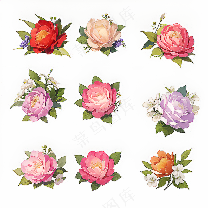红色黄色粉色玫瑰花免抠素材28