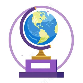 地球仪学习工具卡通插画免抠