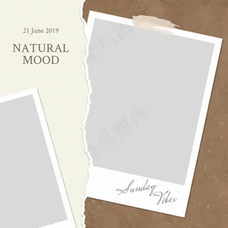 棕色背景撕裂风照片正方形相册1