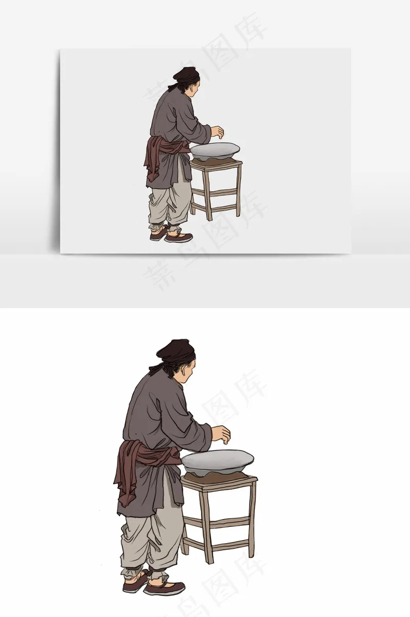 插画丨国风人物丨生意人006丨PPT插图psd模版下载