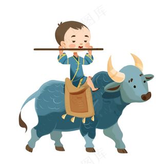 牧童人清明春分插画免抠